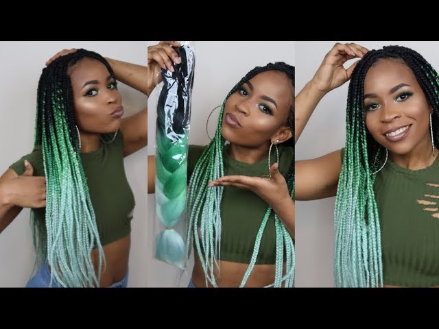 CHEAP  GREEN OMBRE BRAIDING HAIR UNBOXING & REVIEW