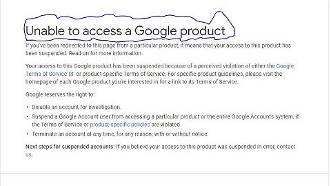 How to remove unable to access a google product