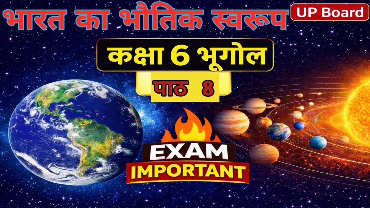 कक्षा 6 भूगोल | पाठ 8 – भारत का भौतिक स्वरूप | पर्वत, मैदान, पठार, मरुस्थल | UP Board