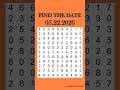 Find Today's Date-05.22.2026 - Word Search Puzzle-FIND BOTH #numbersearch #numberpuzzle #todaysdate