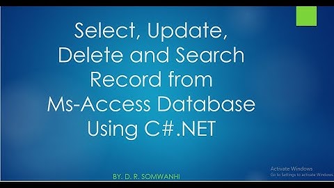 Select, Update, Delete and Search Record from Ms-Access Database Using C#.NET