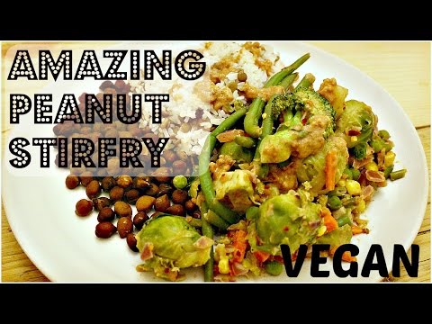 EASY VEGAN DINNER - PEANUT STIRFRY RECIPE | Cheap Lazy Vegan