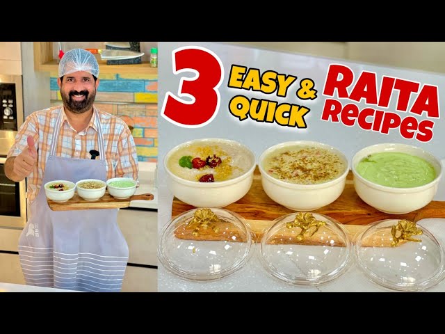 Summer Special Mix Vegetable Raita Recipe - 3 Types Of Raita - Biryani Raita  - BaBa Food RRC class=