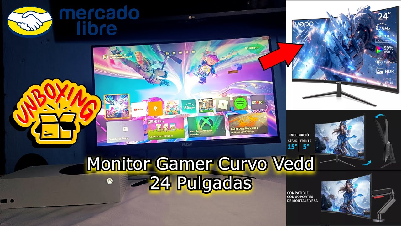 Vedd UNBOXING e INSTALACIÓN Monitor Gamer Curvo Vedd 24 Pulgadas Monitores ...