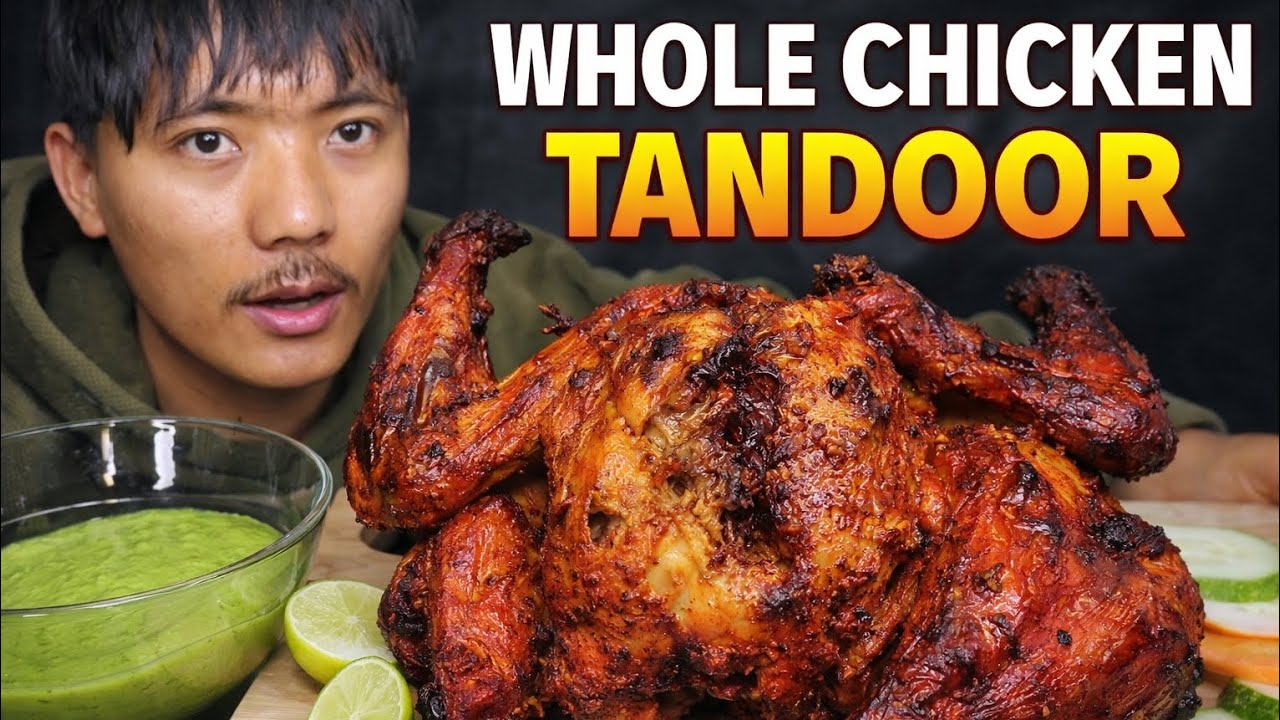 Whole chicken tandoor mukbang😍| How to eat whole chicken😍||