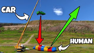 INSANELY HIGH BLOB LAUNCH! Car Dropped From 150ft