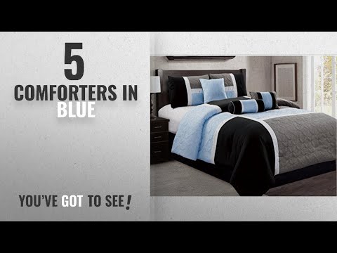 top-10-comforters-in-blue-[2018]:-7-piece-luxury-bed-in-bag-comforter-set---closeout-(cal-king,