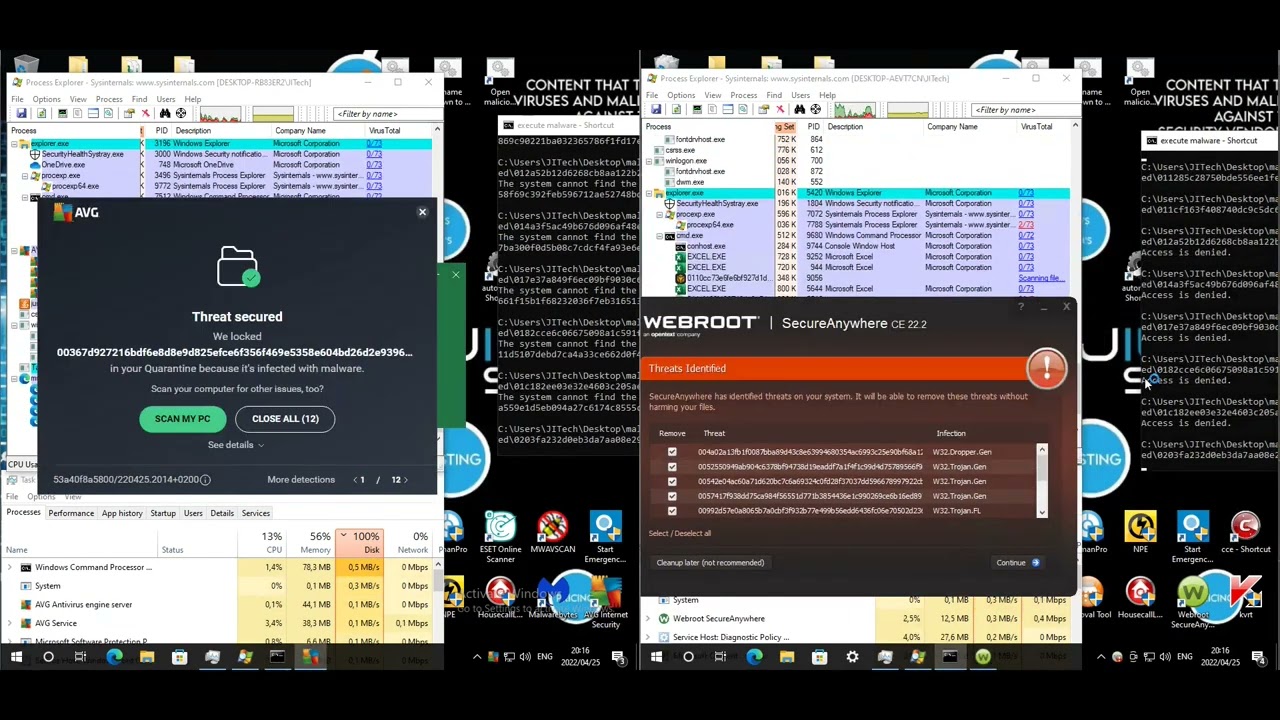 AVG Internet Security vs Webroot SecureAnywhere with latest samples