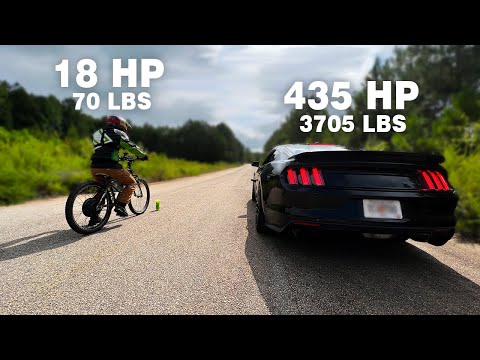 Homemade 10,000W Ebike VS 2017 Mustang GT 5.0 DRAG RACE