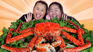 GIANT 10 POUND WHOLE KING CRAB SEAFOOD BOIL MUKBANG 먹방 EATING SHOW!