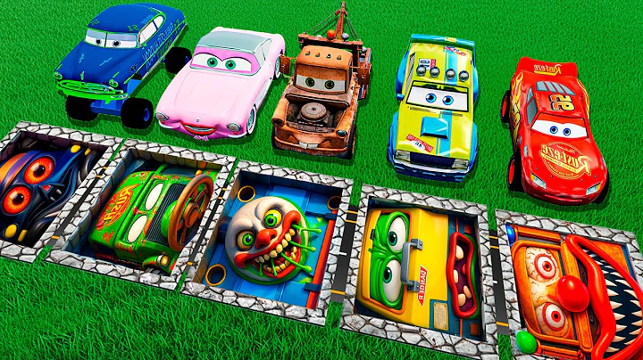 Pixar Cars Lightning McQueen vs Giant Pit Traps! Can Cars Survive Crazy Challenges? | BeamNG Drive