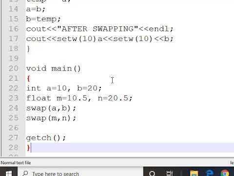 CPP in 24 Sessions : Episode 6b (Function Template: Swap 2 ints & 2 floats )