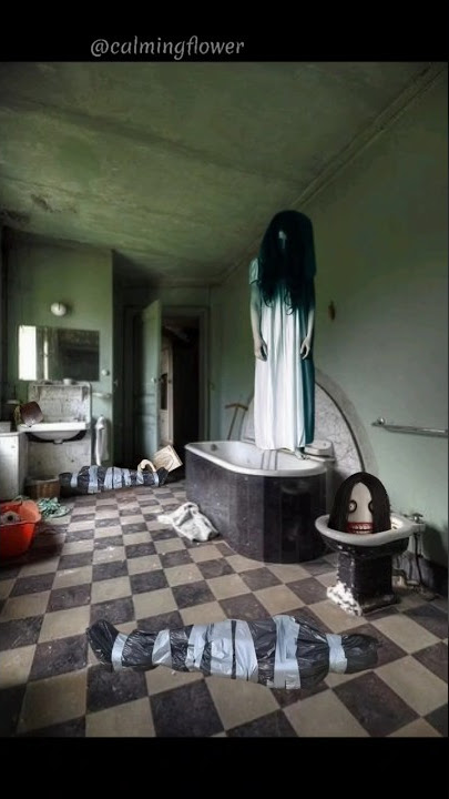 the bathroom in the abandoned house has a ghost #bathroom #kitchen #horrorshorts