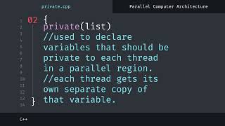 OpenMP data-sharing clauses: default, shared, private, firstprivate, lastprivate