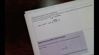 Quantitative Literacy 8B Example #6 Half Life