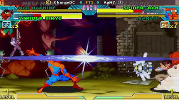 Marvel vs. Capcom - Gold War Machine, Strider Hiryu vs. Spiderman, Gambit