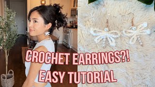 How To Crochet EASY Dragonfly Pearl Earrings! | Quick Tutorial! | DIY Gift