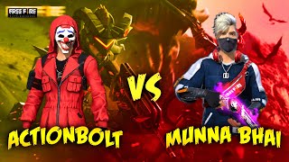 ACTIONBOLT VS MUNNA BHAI - 1 Vs 1 -OP Headshots - Must Watch - Free Fire Telugu - Munna Bhai Gaming