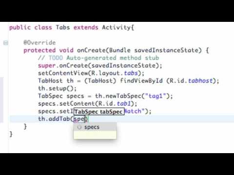 Android Application Development   85   Setting up the TabHost in Java