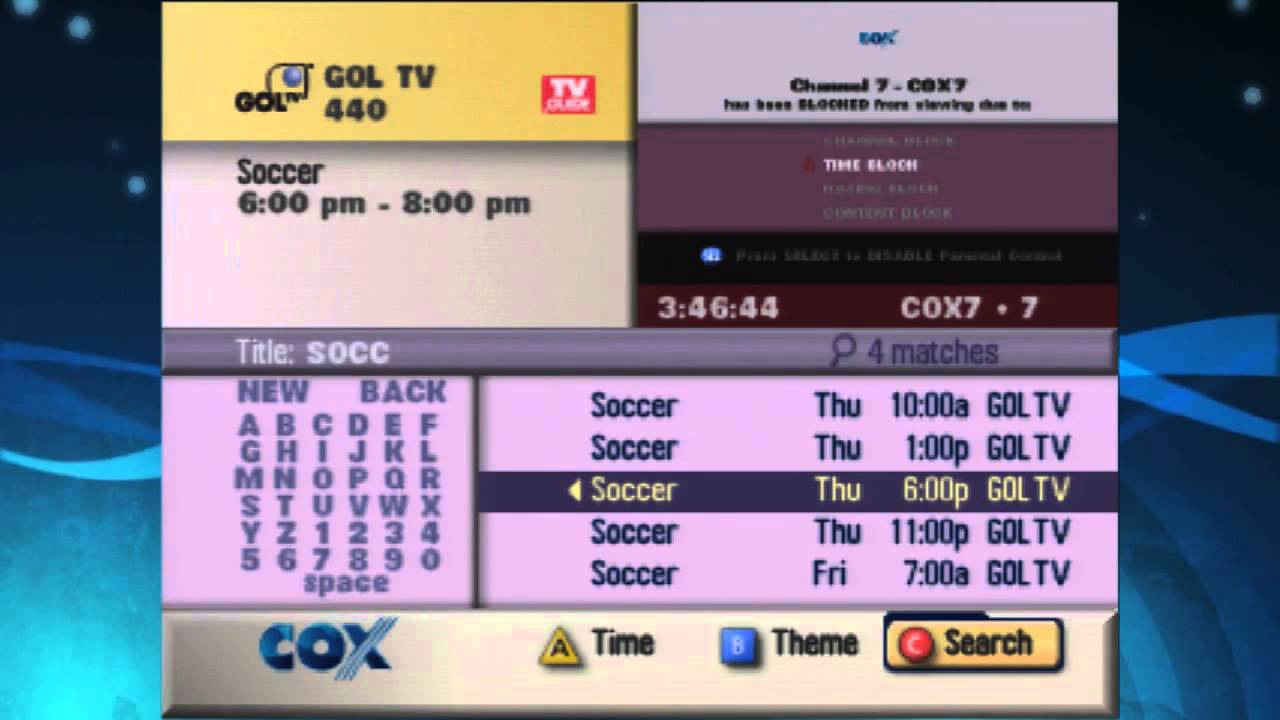 Cox Advanced Digital TV How to search through listings (Non DVR