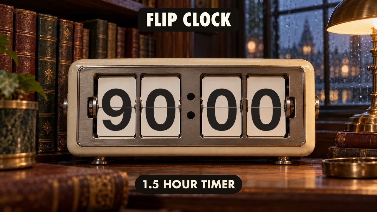 90 Minute Timer ⏰ Retro Flip Clock with Real Flip Sounds & Alarm ...