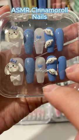 ASMR applying cinnamoroll  nails#nails #tutorial #trending #asmrtiktoks #nail #nailsart #handmade #f