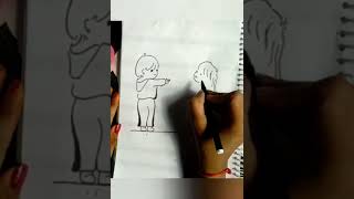 little boy and little girl illustration clipart || #art #artist#shailart