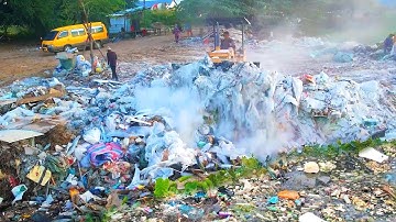 Amazing Action!! Filling Land, Garbage Dump & Clear and Delete Trash Into​ Water By Skills Dozer