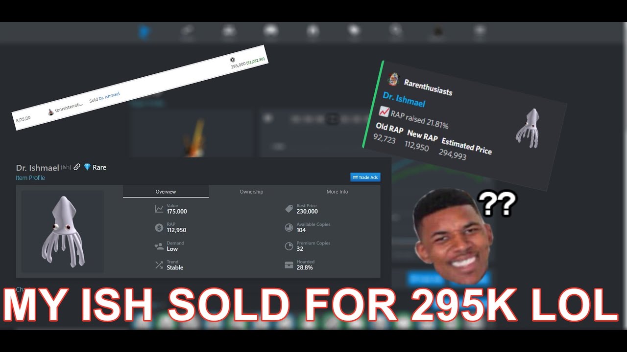 So My Dr Ish Sold For 295k Robux Youtube - drishmael roblox