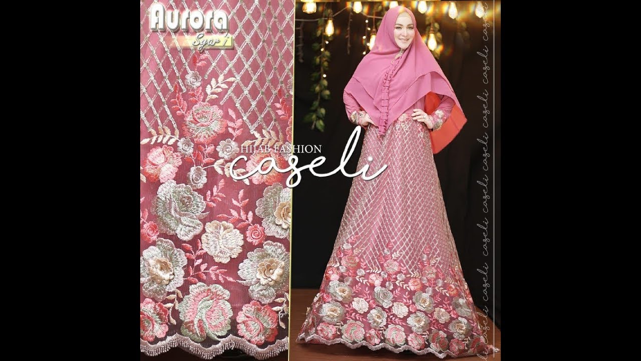 Kombinasi Satin Model Baju Gamis Brokat 2019 Terbaru