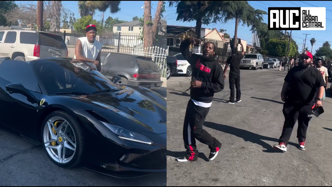 YG Drives His Ferrari To Piru's Hood With No Security For Slim400