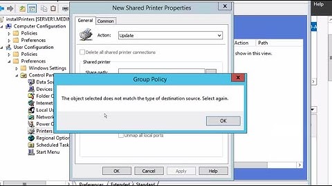 Object selected does not match - Deploy Printer GPO