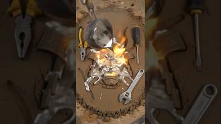 🔥 Amazing Oni Mask Casting Process 😱 | Satisfying Metal Art & DIY Craft