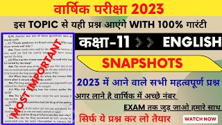 Class 11th English Snapshot All Important Questions 2023|Class 11th English Yearly Paper 2023