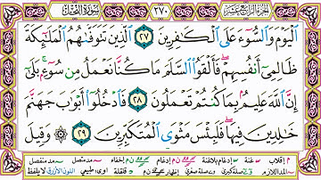 القرآن الكريم مقسم صفحات   الشيخ حاتم فريد   سورة النحل   صفحة 270 مكتوبة   مصحف التجويد الملون 720p