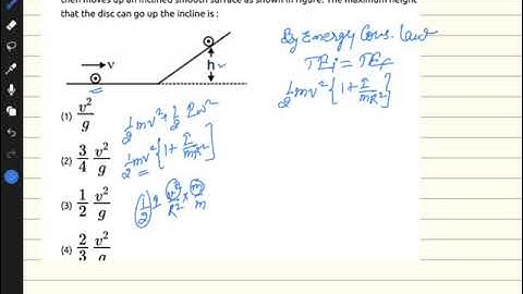 A disc of radius R and mass M is rolling horizontally without slipping with speed V it then move 