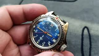 Collectible Watch Vostok Komandirskie Red Star Submarine Navy 17 Jewels Calendar Chistopolwostok