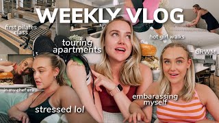 WEEKLY VLOG: embarrassing myself in public, touring apartments, stressing lol, pilates fail, grwm