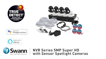 Swann 5MP Security System Overview NVR-8580 Spotlight Security Camera NHD-865MSFB Swann Security app
