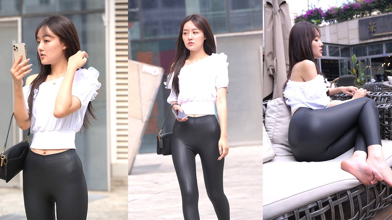 Naive Girl in Black Leather Pants 萌萌女生皮裤 かわいい女の子のレザーパンツ 귀여운 소녀의 가죽 바지