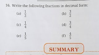 Write the following fractions in decimal form e b c d e f