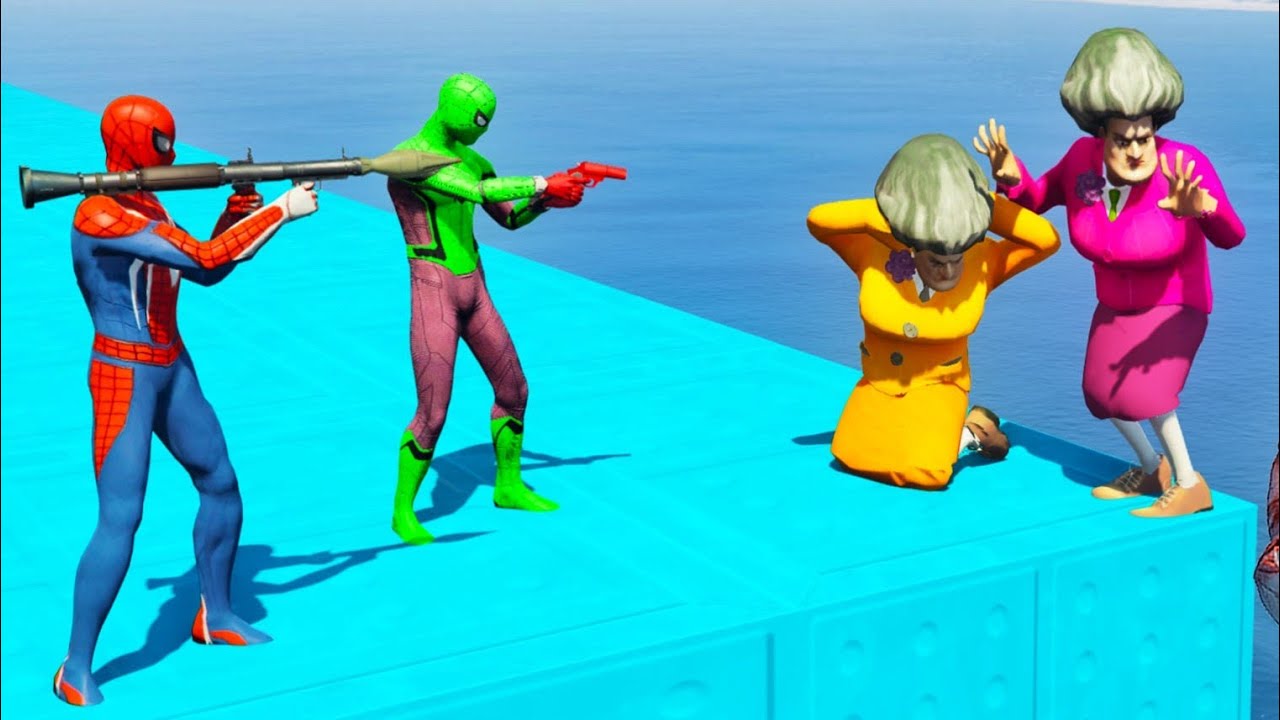 Scary Teacher 3D - Miss'T defeats Spiderman and Kidnapped Nick &Tani - Iron spider Vs Miss'T