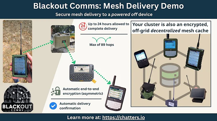 Blackout Comms Mesh Delivery Demo - Sending an encrypted message (off-grid) to a powered off device