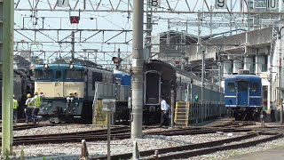 2023年7月4日　EF64 1053、EF64 1001 次々に登場!!　EF64 1053＋SL伴走車 オヤ12-1 回送、EF64 1001＋蒸気機関車 C61 20　構内移動･入区　JR高崎駅
