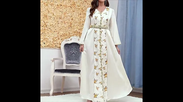--urgarment.com--Middle East Arab Floral Printed Kaftan Dress Caftan | Kaftan Dress | Caftan