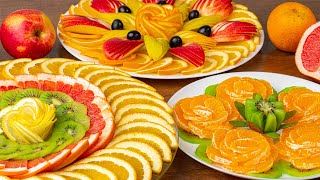 5 Fruit Plates for the Festive Table. Beautiful Fruit Cut. Cooking at home!!