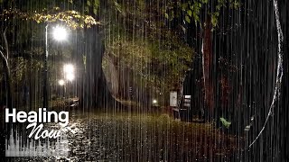 Rain sounds in the park at night gives you peace of mind. Pleasant white noise to help you sleep