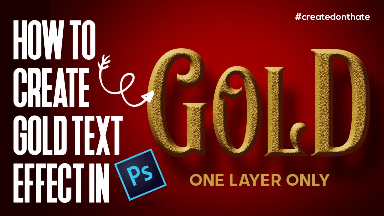 HOW TO CREATE GOLD TEXT EFFECT IN PHOTOSHOP | Only One LAYER - YouTube