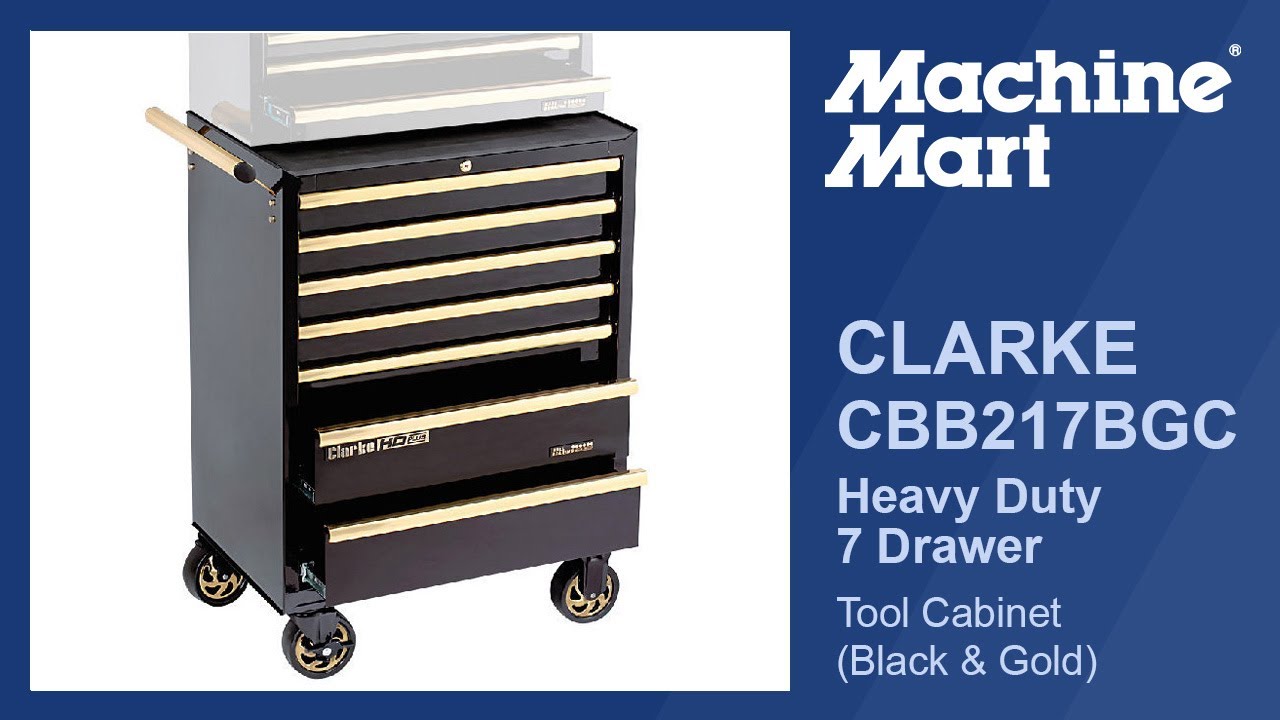 Clarke CBB217BGC HD Plus Tool Cabinet (Black & Gold) - YouTube