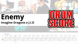 Enemy  Imagine Dragons U0026 J I D  Drum Score  How To Play  Partitura Simplificada 